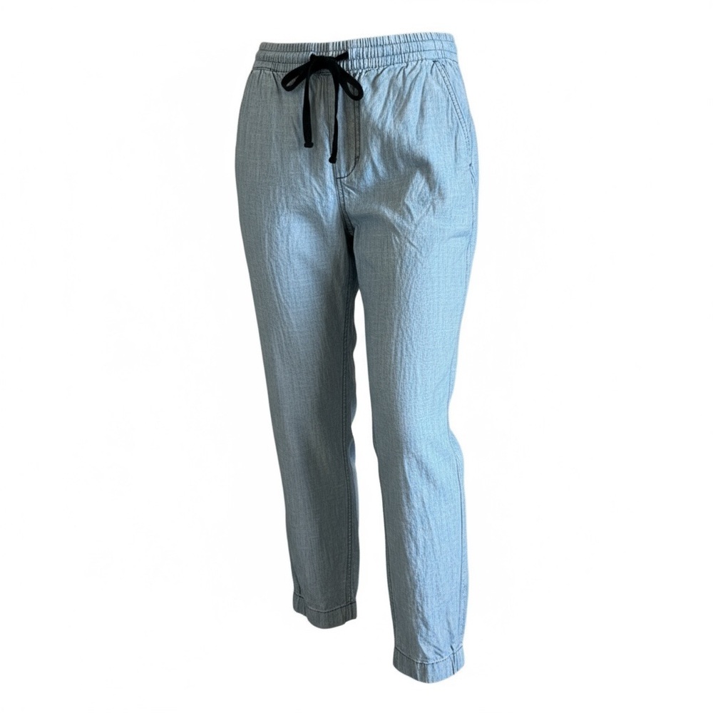 JCrew denim jogger pant khakis drawcord adjustable waist sz 4 pockets point sur